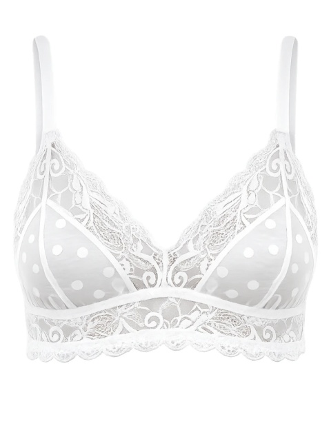 biały bralet w kropki